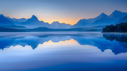 A beautiful mountain range is reflected in the calm waters of a lake