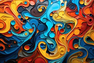 A vibrant abstract. Ultra - detailed textures and bold, dynamic lines create an intricate, captivating composition.