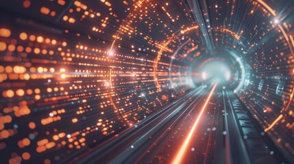 Obraz premium Digital Tunnel of Data and Light