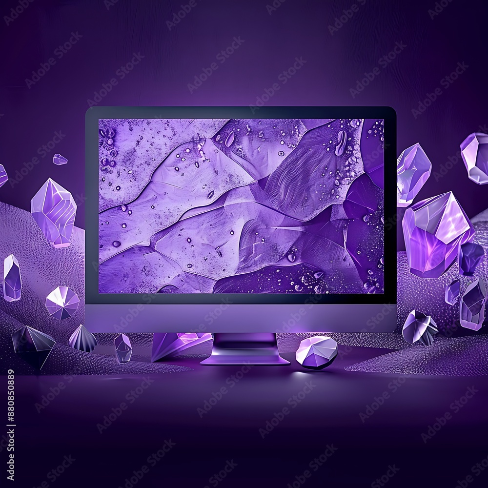 Poster a vibrant purple wallpaper with a subtle textured pattern is displayed on a computer screen