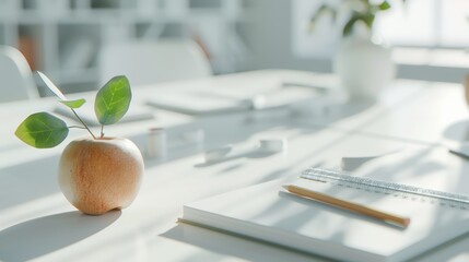 A dedicated teacher preparing lesson plans in a bright, inviting classroom filled with educational materials, realistic photo, cinematography, hyper realistic