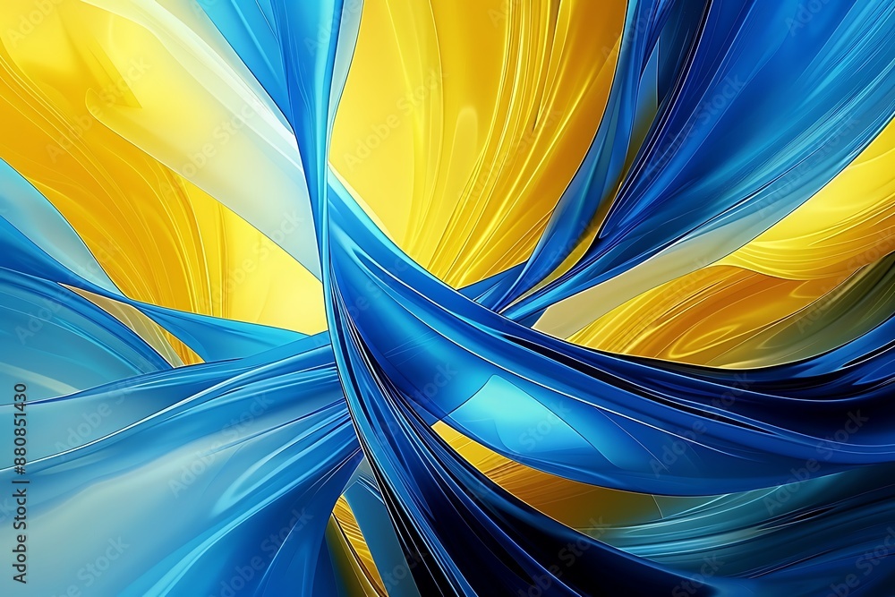 Poster abstract and modern designed backround with blue and yellow elements in a beautiful composition