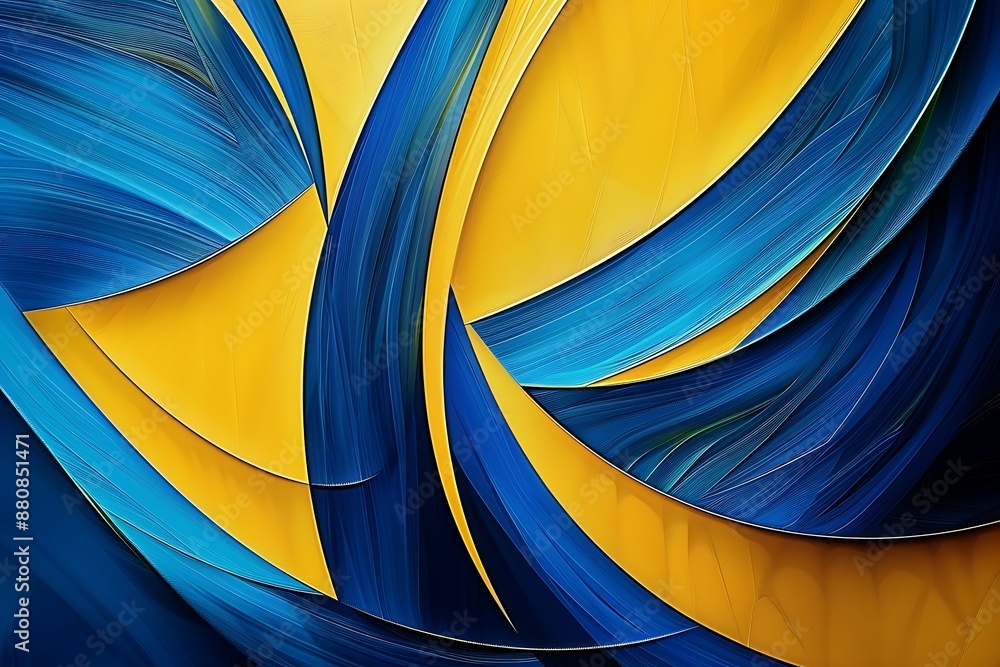 Poster abstract and modern designed backround with blue and yellow elements in a beautiful composition