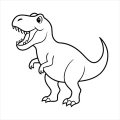 Tyrannosaurus Rex roaring vector line art