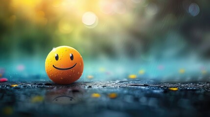 Joyful Humor in Vibrant Blur - Realistic Smiling Face with Lighthearted Sentiments and Bright Colors