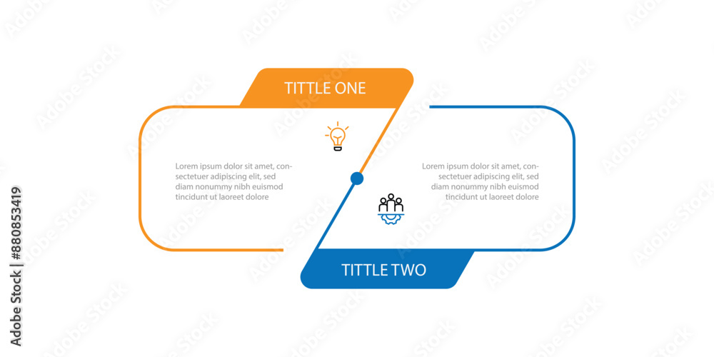 Poster Simple template vector infographic with 2 step line can be used for workflow, business information and web graphic design 