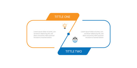 Simple template vector infographic with 2 step line can be used for workflow, business information and web graphic design 