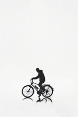 Fototapeta premium A black and white sketch of a person riding a bicycle