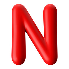 Red 3D Font Letter N