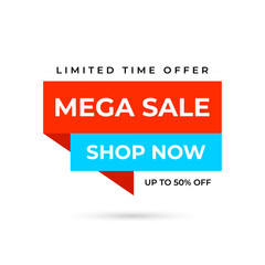 Bright colorful mega sale banner