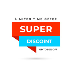 Bright colorful super discount banner