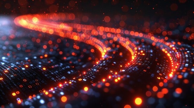 Abstract digital background with binary code and AI algorithms running
