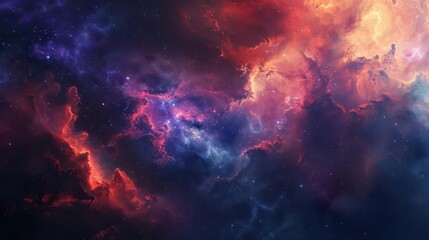 Fototapeta premium breathtaking vista of a vibrant nebula swirling with cosmic dust and newborn stars set against the backdrop of infinite space