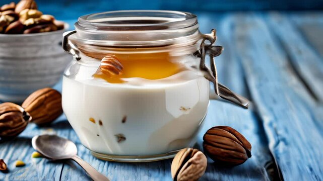  Nutty Delight  A jar of honey with almonds ready to sweeten your day