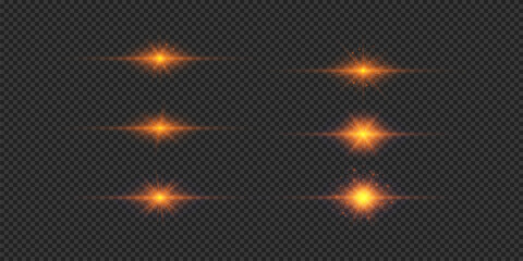 Obraz premium Set of orange horizontal light effects of lens flares
