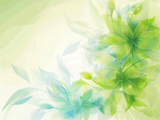 Floral Bright Green and Blue Background, Generative AI Illustration