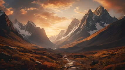 Beautiful Mountain Range with Scenic Path