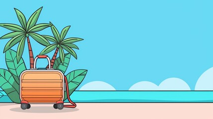 Obraz premium Portable wealth flat design side view travel theme cartoon drawing vivid, very detailed, a high-resolution photo