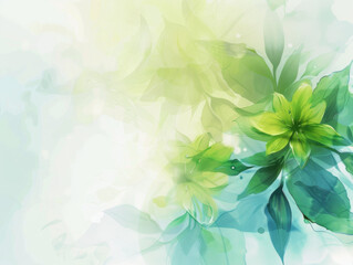 Floral Bright Green and Blue Background, Generative AI Illustration
