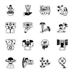 Set of Metaverse Technology Glyph Icons 

