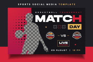 Basketball Match Result Banner Flyer Social Media Template for Sports Tournament