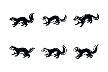Ferret animal vector set, Ferret silhouette, Ferret Bundle, Weasel silhouette, isolated on white -vector illustration 