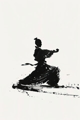 Fototapeta premium A black and white sketch of a person practicing martial arts