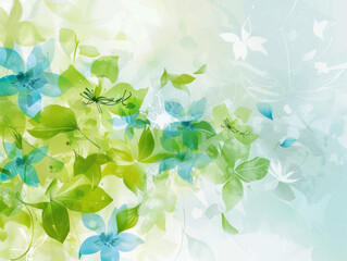 Obraz premium Floral Bright Green and Blue Background, Generative AI Illustration
