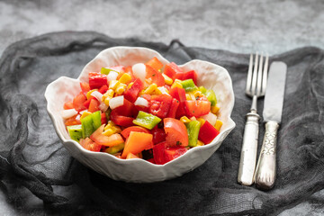 vegetable salad in white beautiful bowl