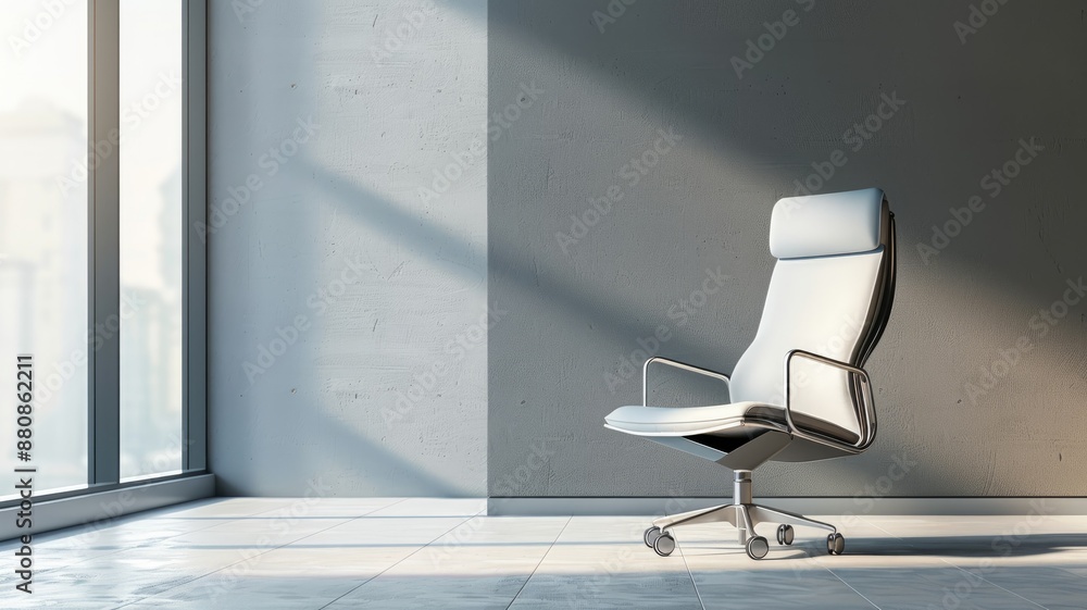 Wall mural modern white office chair in bright, minimalist room