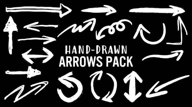 set of doodle arrows on alpha channel
