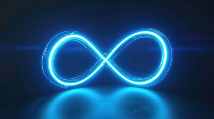 Neon symbol loop sign light background 3d line abstract infinite glow digital blue shape concept icon 8. Loop symbol neon circle effect limitless wave brush logo energy space design technology curve