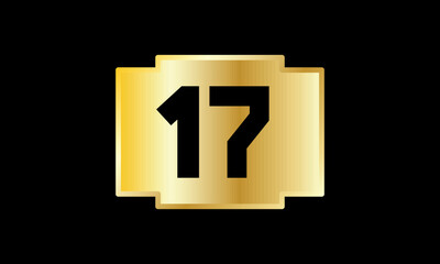 17 Number Rectangle Logo Gold Minimalist Elegant Business
