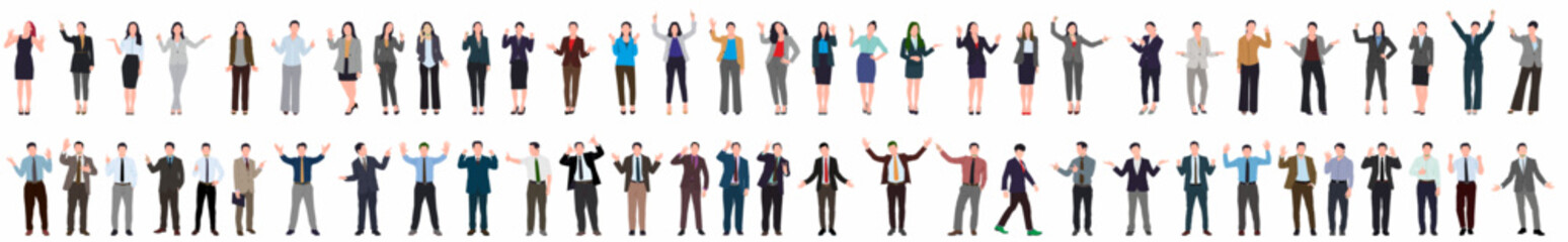 Fototapeta premium collection of business people set. Mega set. Collection of men and women. 