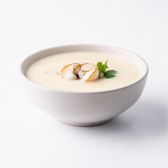 Clam chowder isolated on white background