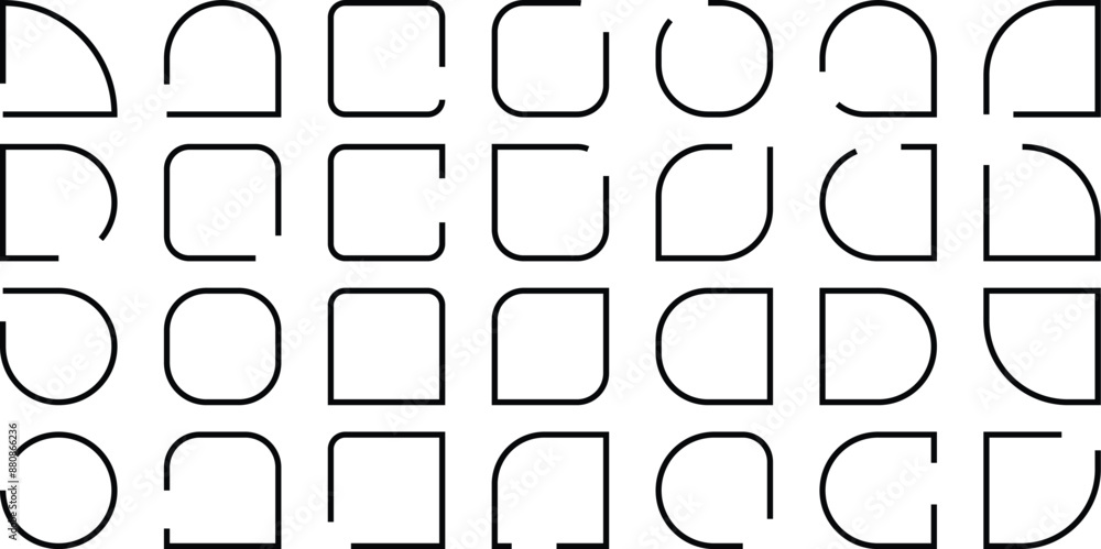 Aufkleber abstract basic shape collection. trendy minimalist basic shape, icons, circles, hexagon, star, trian