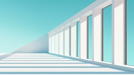 Obraz premium Row of windows flat design side view travel theme cartoon drawing Complementary Color Scheme, very detailed, a high-resolution photo