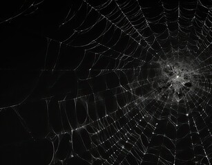 Fototapeta premium Delicate Spider Web with Dew Drops.