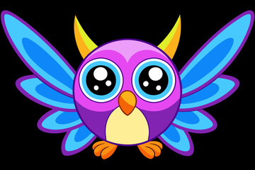  A cute owl crying with fairy wings, floating in the air, vibrant colors, anime style vector illustration