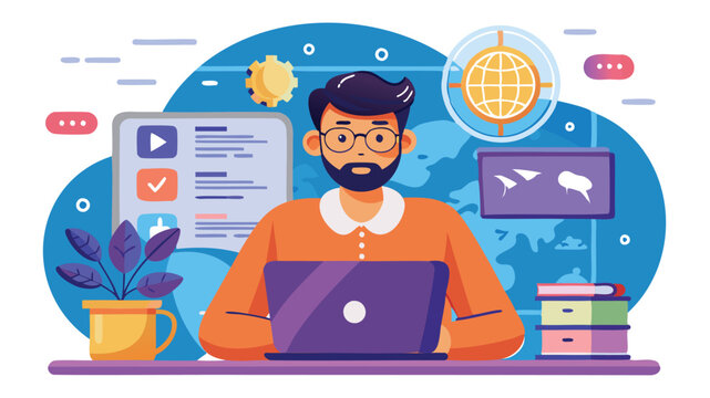 Website Development: Software Engineer Coding on Laptop, Creating Online Technology to Connect the Globe