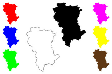 Wealden Non-metropolitan district (United Kingdom of Great Britain and Northern Ireland, ceremonial county East Sussex, England) map vector illustration, scribble sketch map