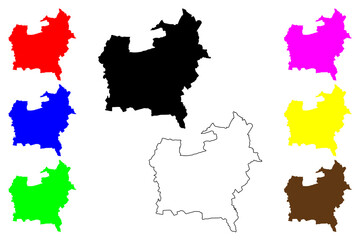West Lindsey Non-metropolitan district (United Kingdom of Great Britain and Northern Ireland, ceremonial county Lincolnshire or Lincs, England) map vector illustration, scribble sketch map