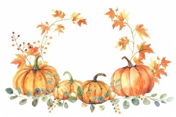 Halloween wreath clipart, Halloween element, watercolor illustration, isolated on white background