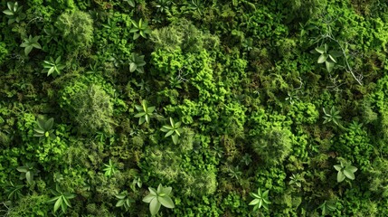 A seamless pattern of moss patches, viewed from above, set against a pure black background