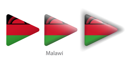 Malawi flag vector icons set in the shape of rounded triangle