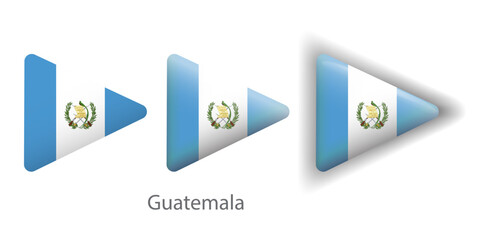Guatemala flag vector icons set in the shape of rounded triangle