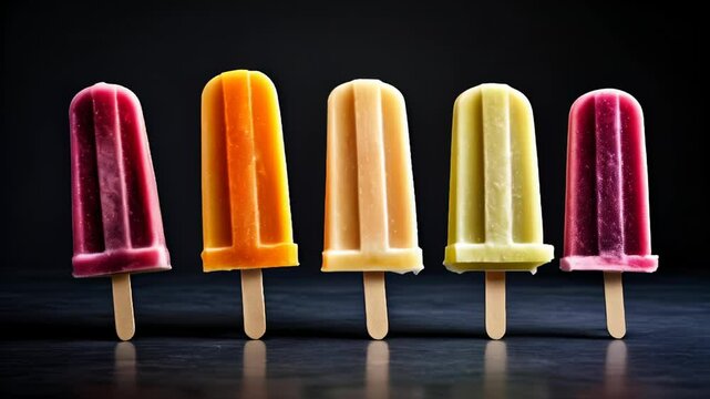  Six colorful popsicles ready to cool off a hot summer day
