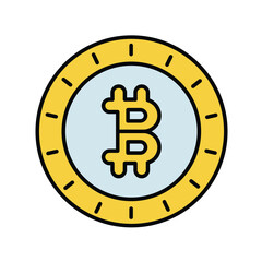 bitcoin color line icon with white background vector stock illustration