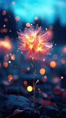 Obraz premium a dandelion with the lights on the background