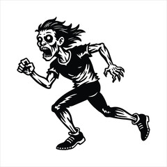 zombie running vector line art